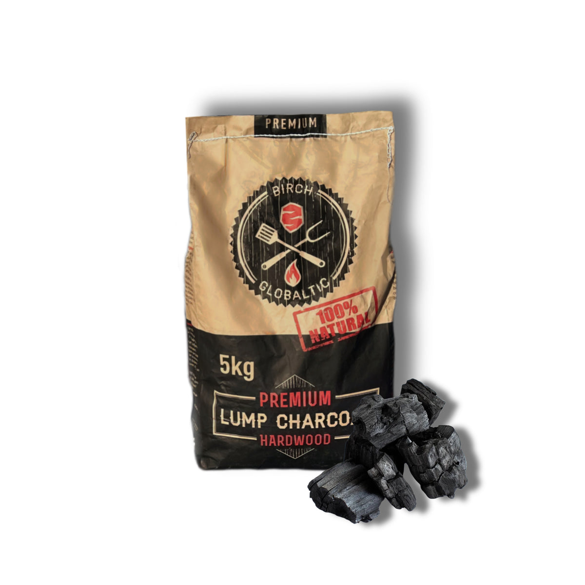 Birch Lumpwood Charcoal 5kg bag - Globaltic